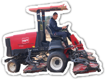 芝刈り中のモチダさん